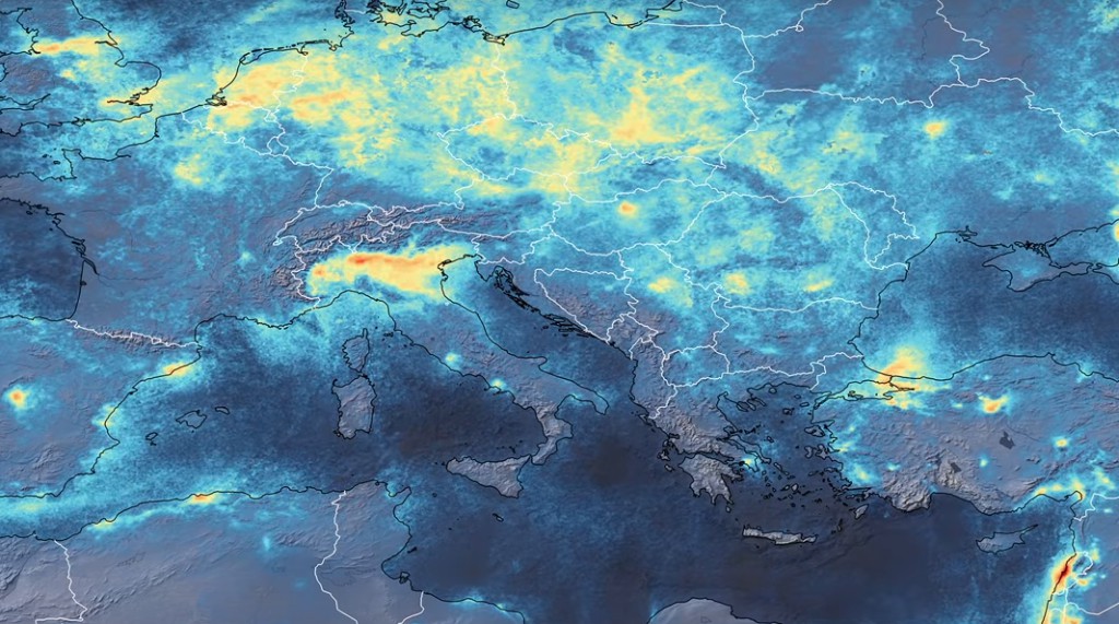 ESA enseñó una imagen donde se muestra la baja de contaminación en Europa.