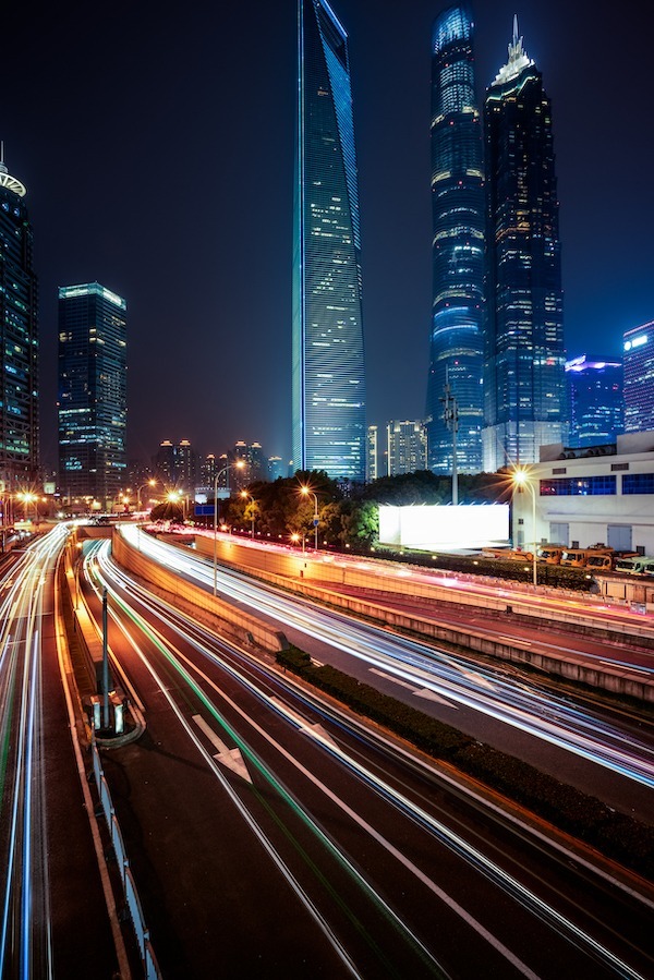 urban traffic with cityscape in city of China.